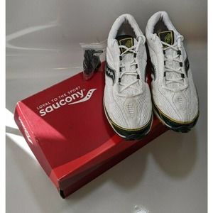 Saucony Mens 9.5 Kilkenny XC3 Flat White Green Gold Spiked Running Shoes New